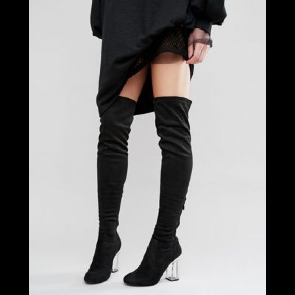 Public Desire Clear Heel Boots - Picture 1 of 8